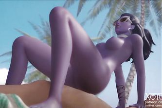 Widowmaker Riding Cock At The Beach