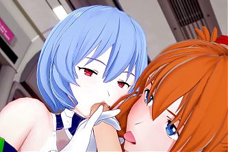 Asuka and Rei give a blojob in POV : Neon Genesis Evangelion 3D Hentai Parody