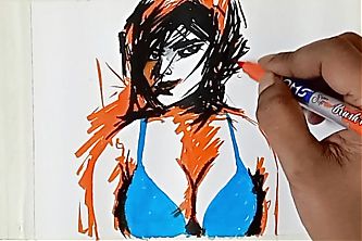 Erotic Abstract Art Or Drawing Of A Sexy Indian Bhabhi